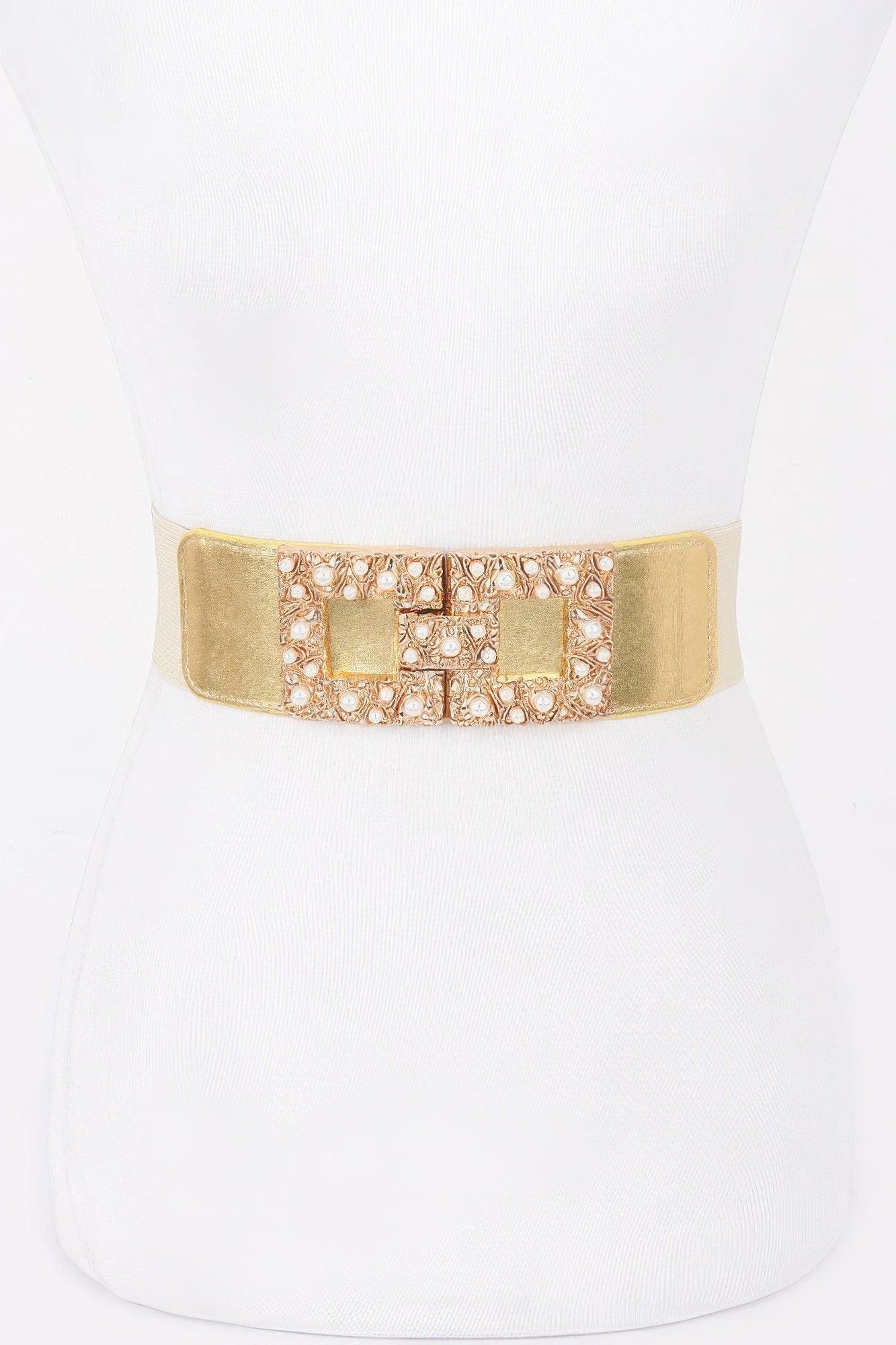 Pearl Metal Buckle Elastic Belt