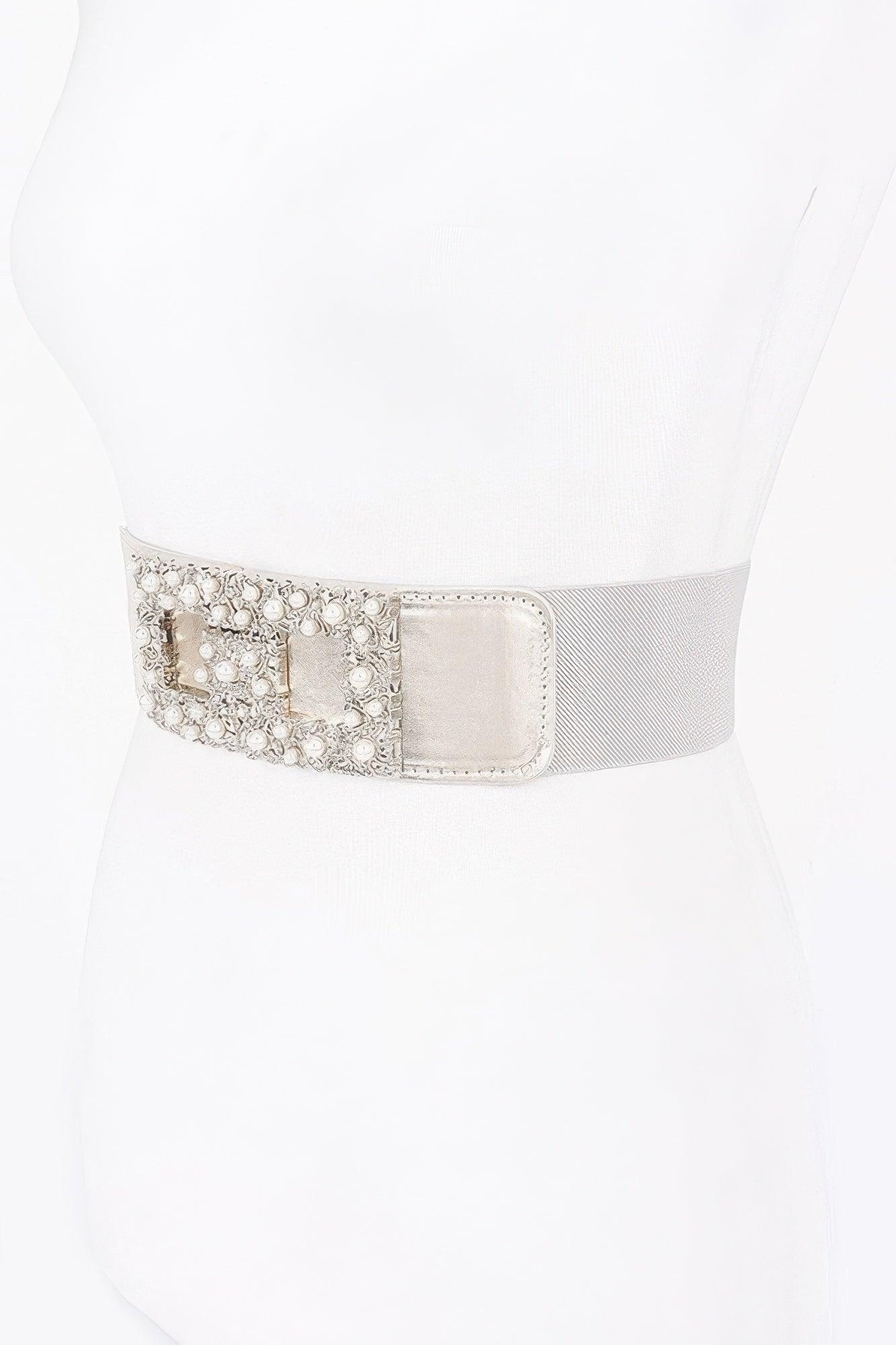 Pearl Metal Buckle Elastic Belt