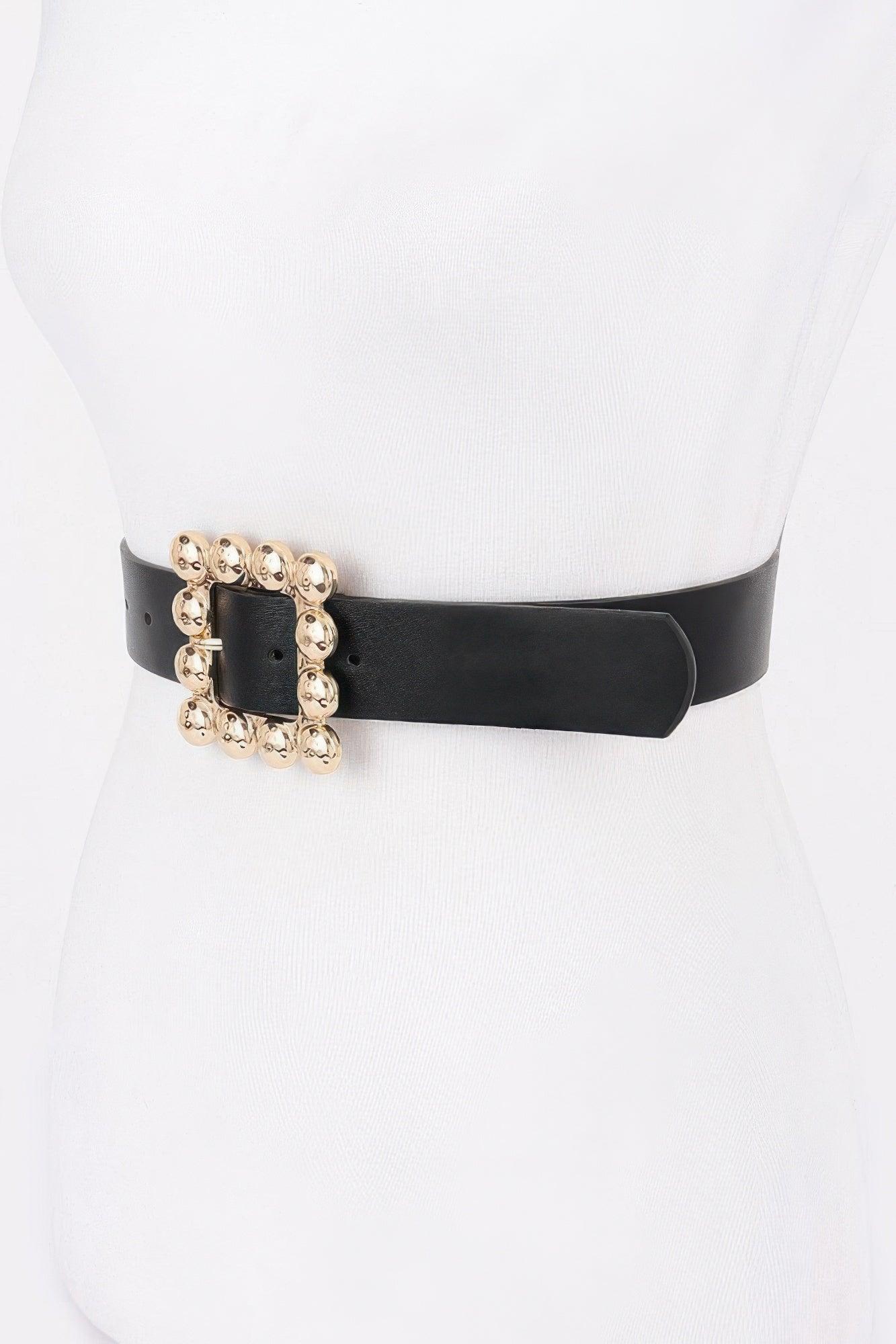 Metal Square Buckle Pu Belt