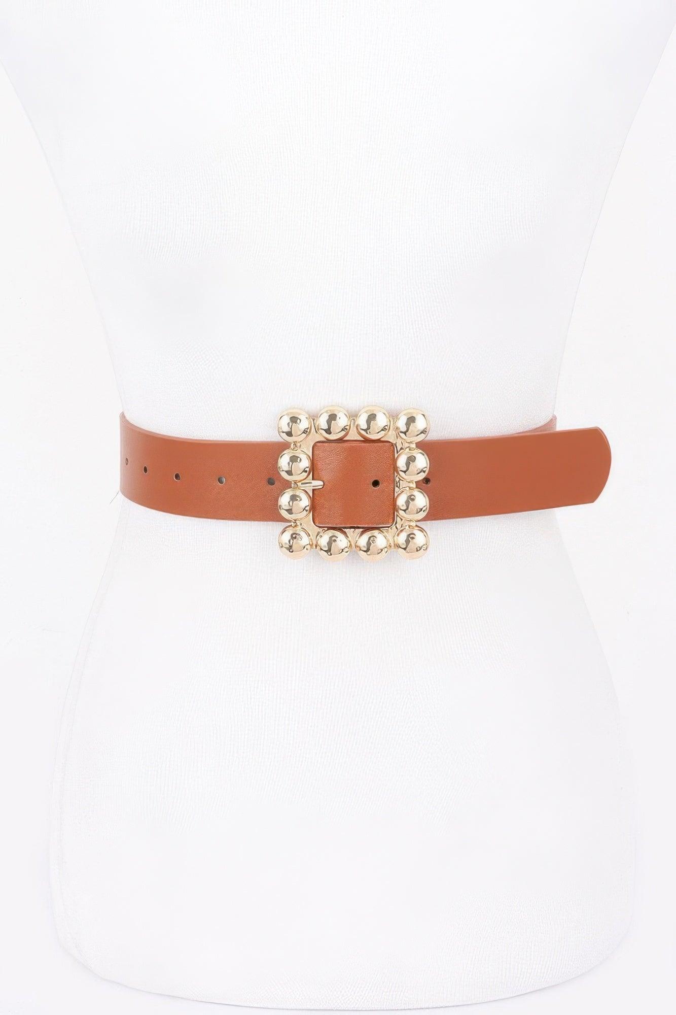 Metal Square Buckle Pu Belt