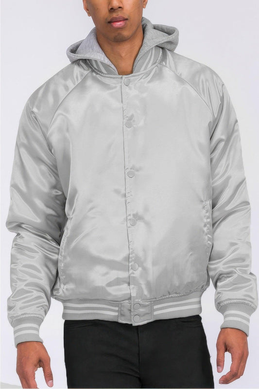 Satin Varsity Bomber Jacket - Clothes For Her Online Store