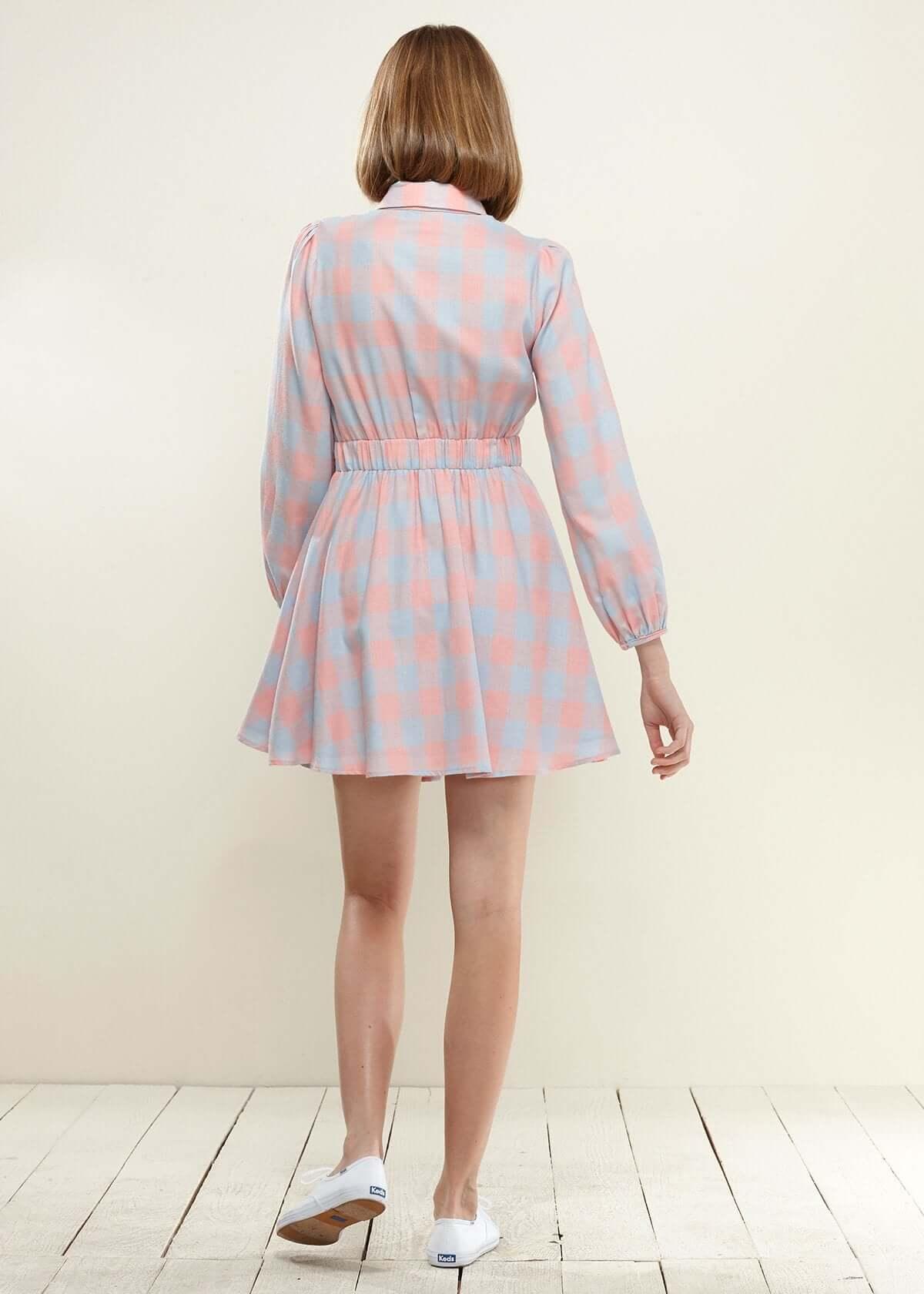 Women's Button Up Shirt Dress in Bubble Gum