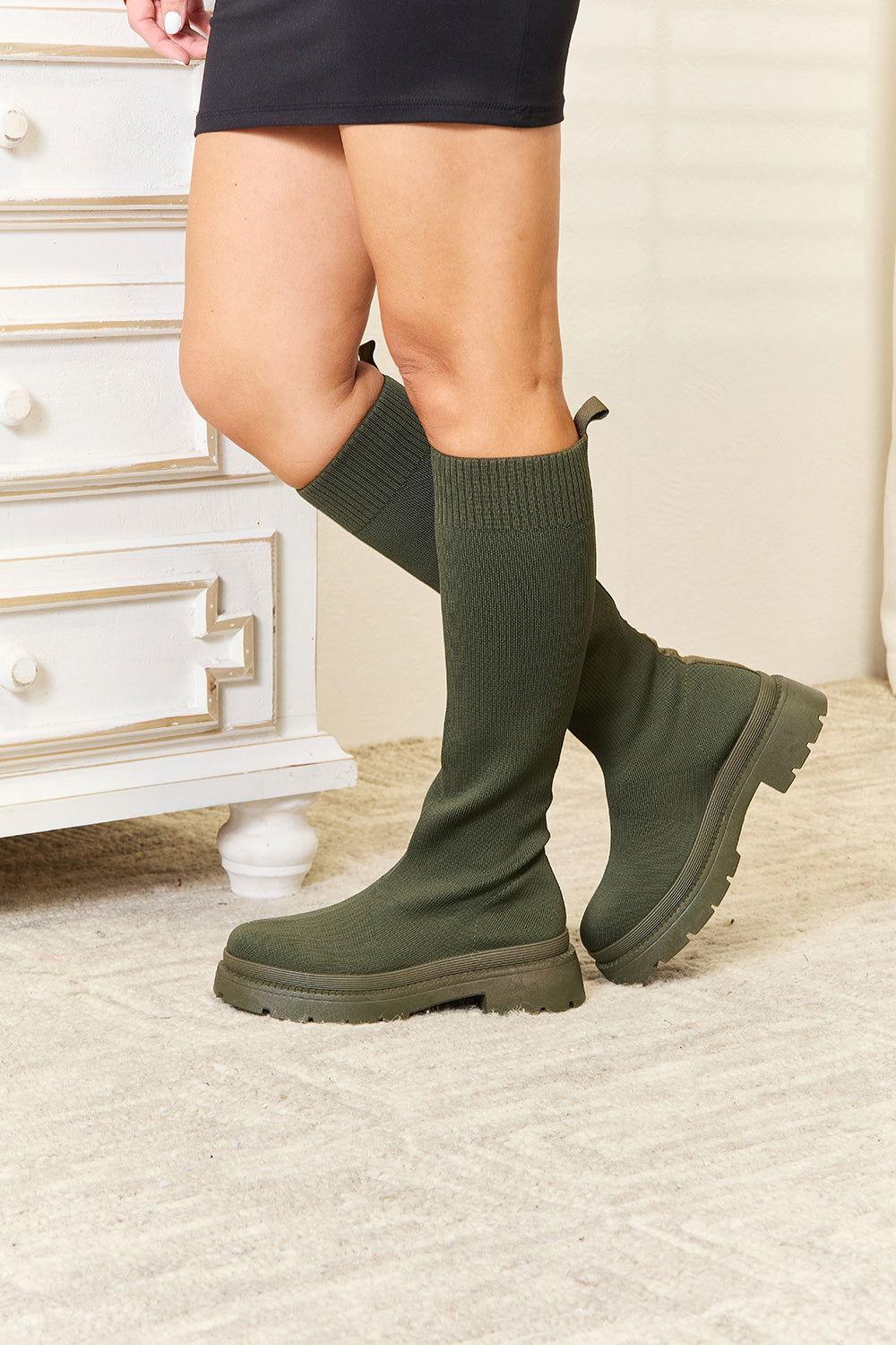 WILD DIVA Footwear Knee High Platform Sock Boots - Clothes For Her Online Store