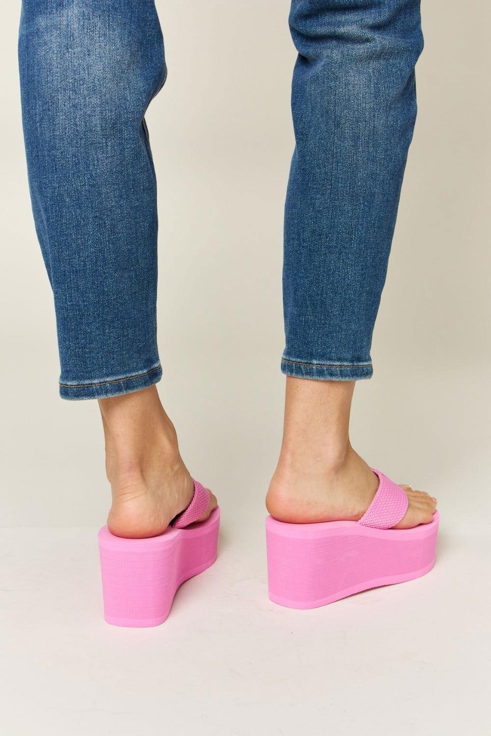 WILD DIVA Open Toe Platform Wedge Sandals - Clothes For Her Online Store