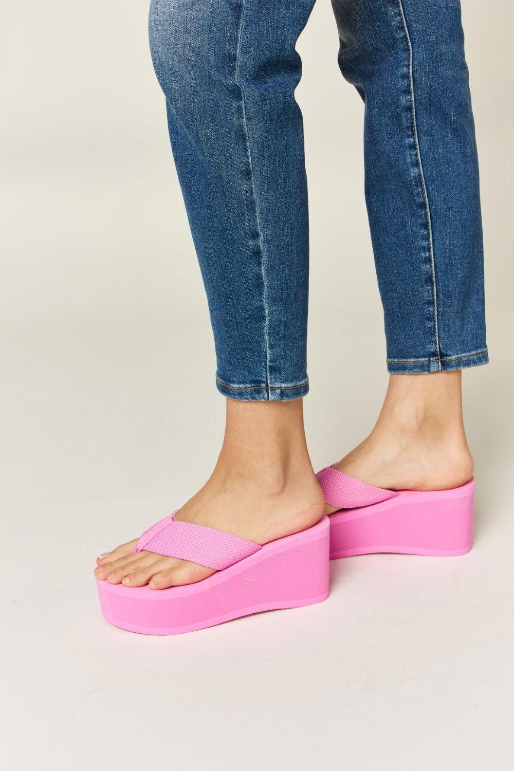 WILD DIVA Open Toe Platform Wedge Sandals - Clothes For Her Online Store