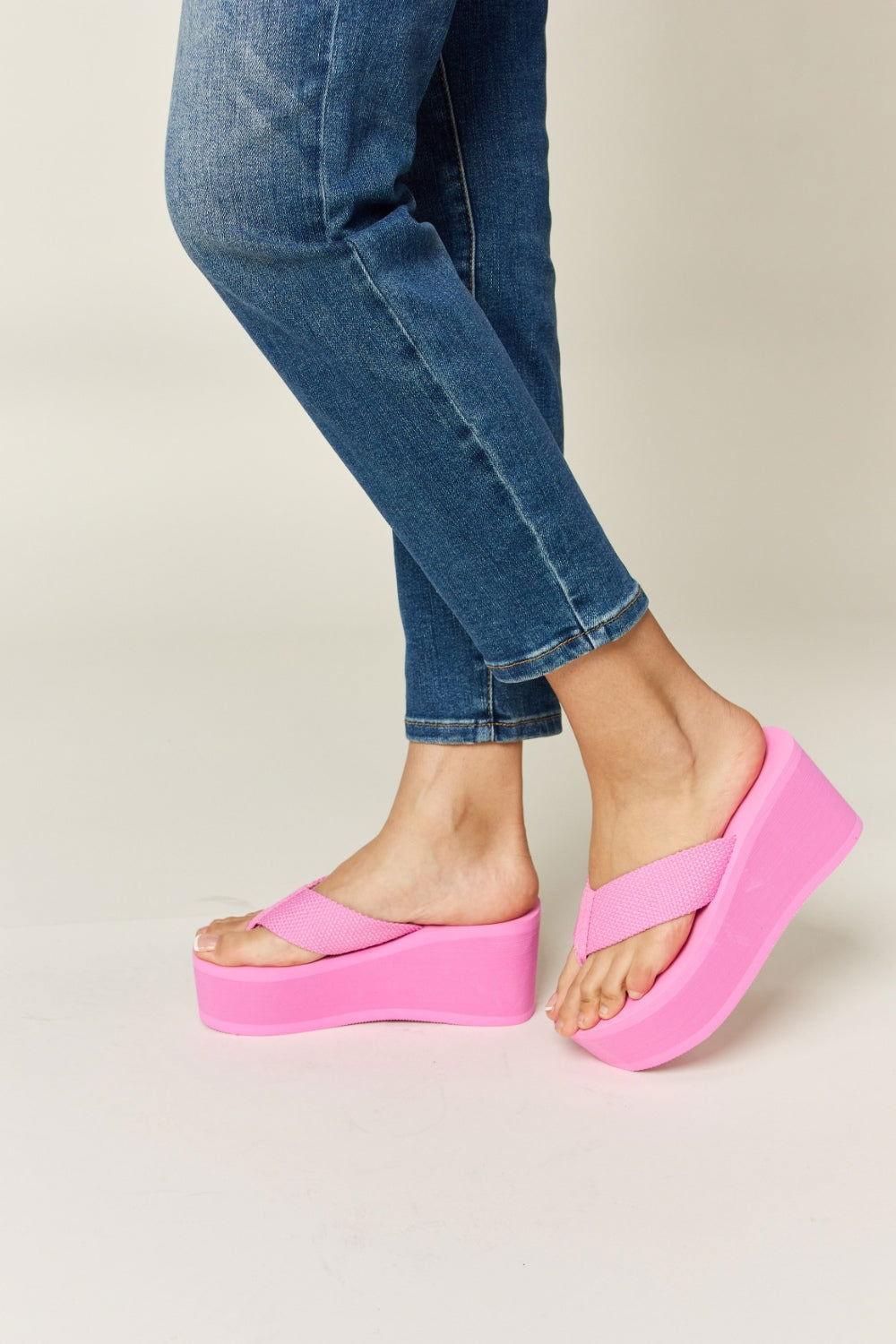 WILD DIVA Open Toe Platform Wedge Sandals - Clothes For Her Online Store
