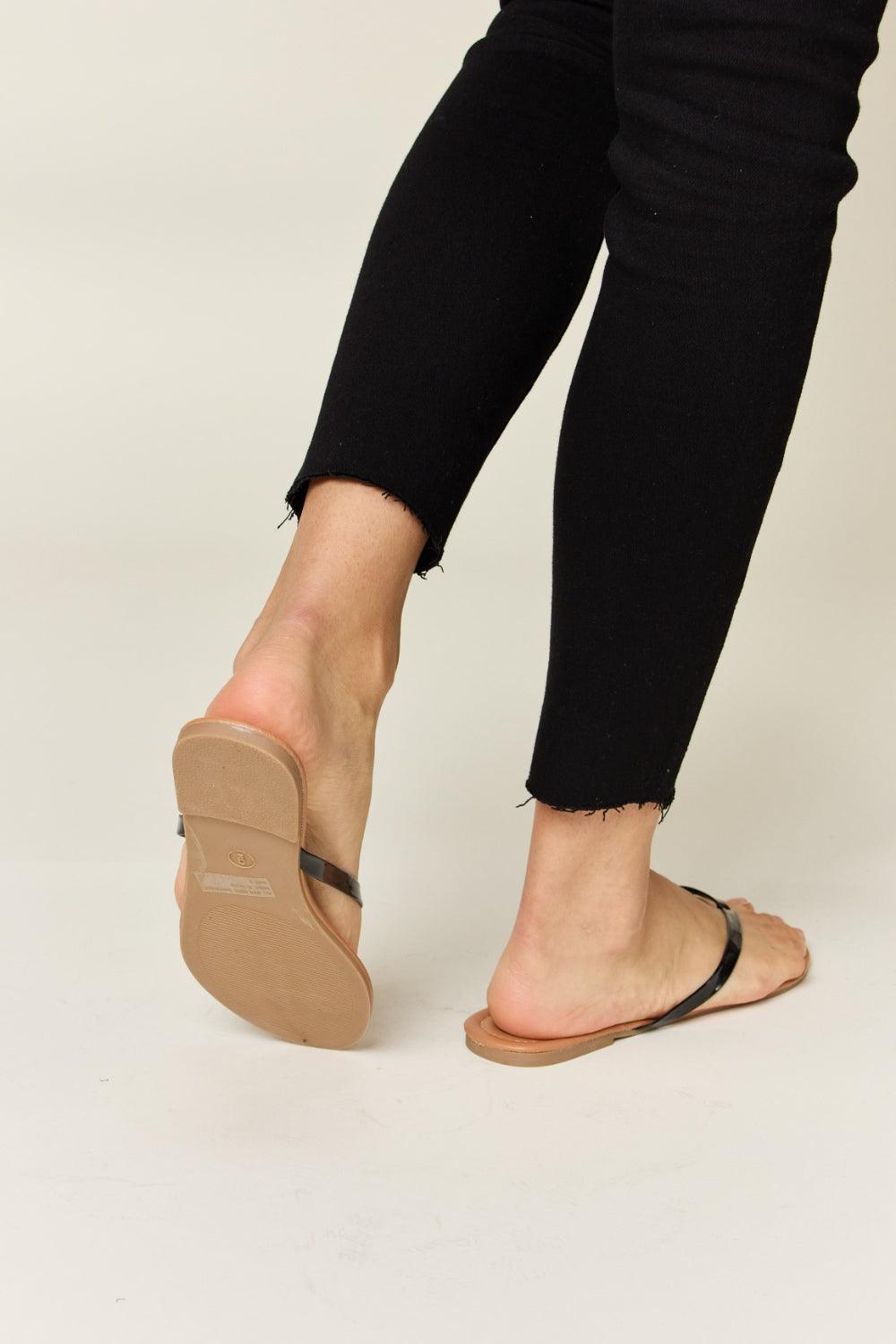 WILD DIVA PU Leather Open Toe Sandals - Clothes For Her Online Store