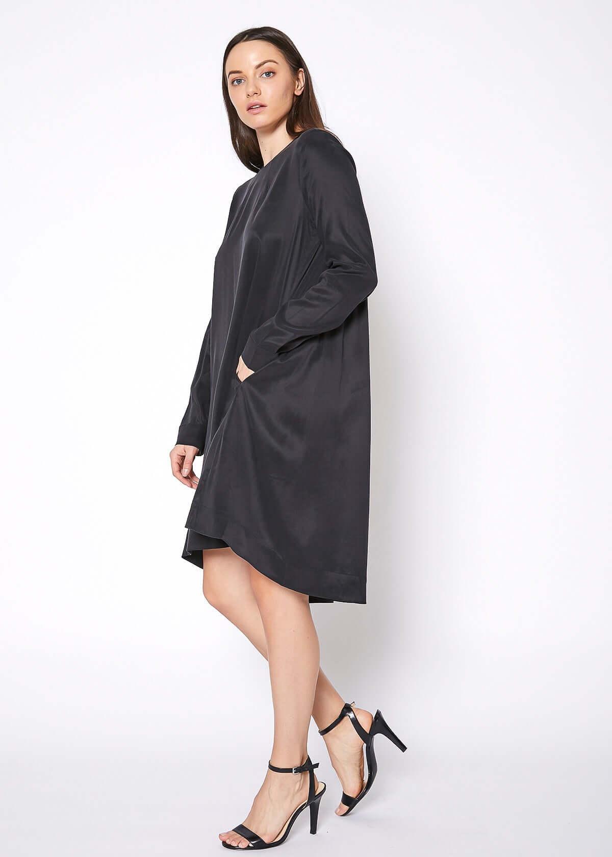 Women's Basic Long Sleeve Crew Neck Dress