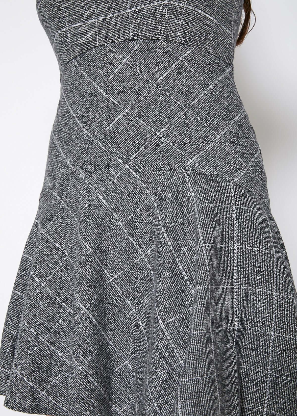 Women's Fit & Flare Tank Dress In Gray Plaid