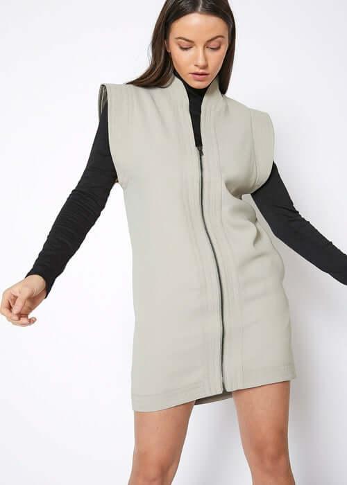 Women's Sleeveless Zip Up Vest Dress