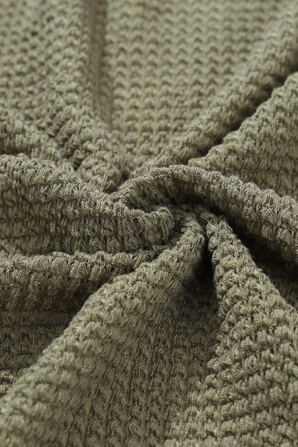 Waffle-Knit Button Up Drawstring Hoodie - Clothes For Her Online Store