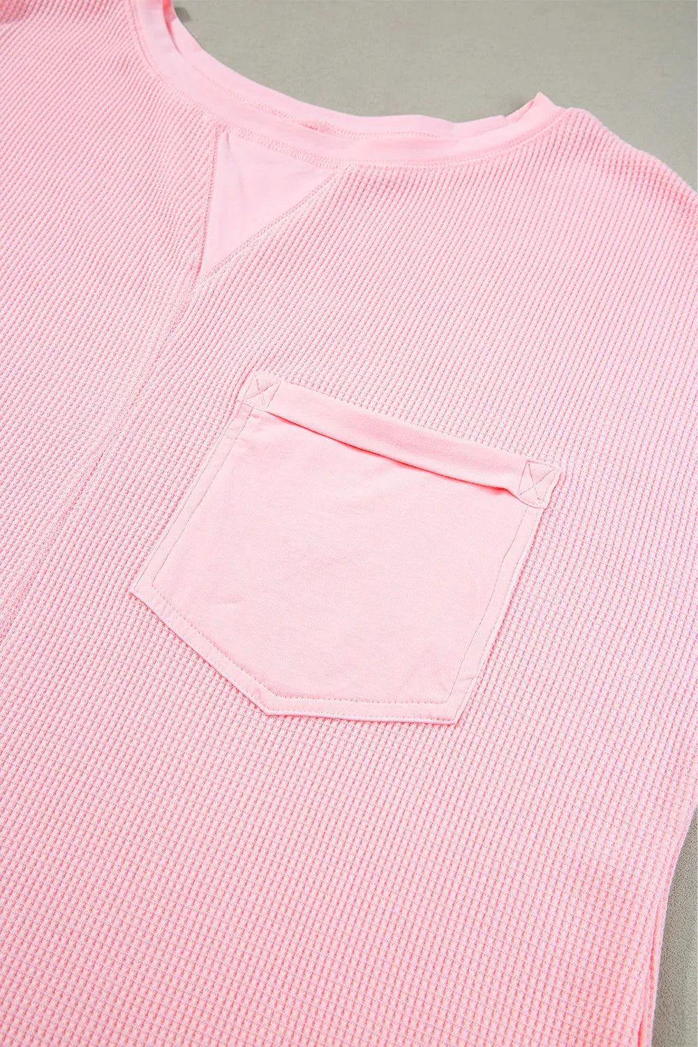 Waffle-Knit Half Sleeve Top and Shorts Set - Clothes For Her Online Store