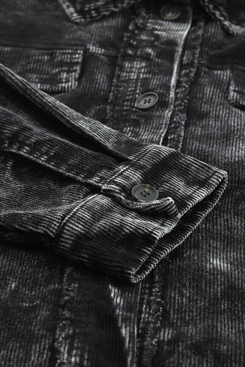 Washed Button Down Dropped Shoulder Jacket - Clothes For Her Online Store