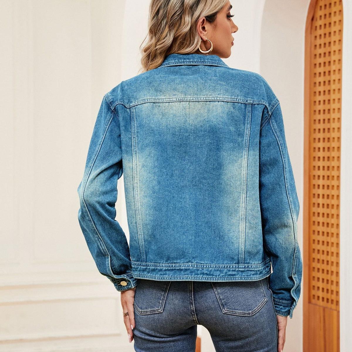Washed Denim Jacket - Clothes For Her Online Store