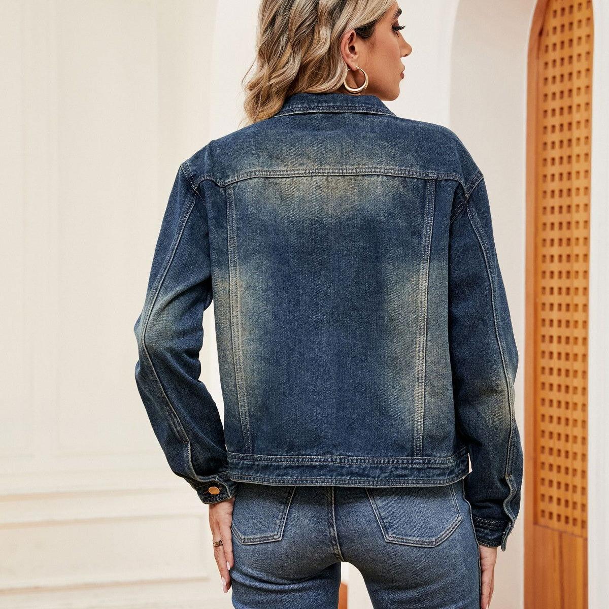 Washed Denim Jacket - Clothes For Her Online Store