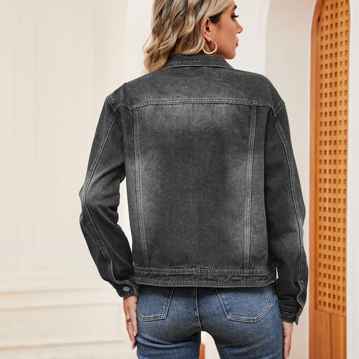 Washed Denim Jacket - Clothes For Her Online Store