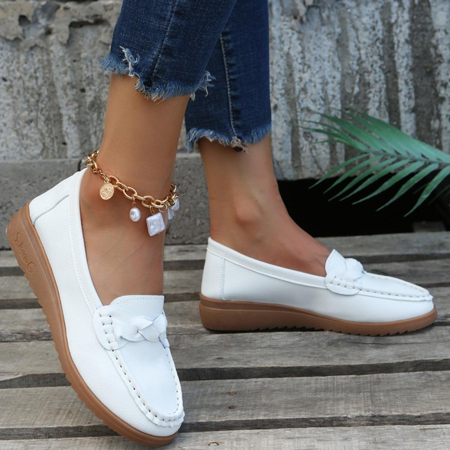 Weave Wedge Heeled Loafers - Clothes For Her Online Store