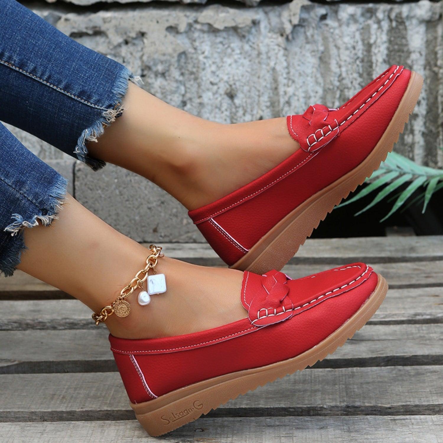 Weave Wedge Heeled Loafers - Clothes For Her Online Store