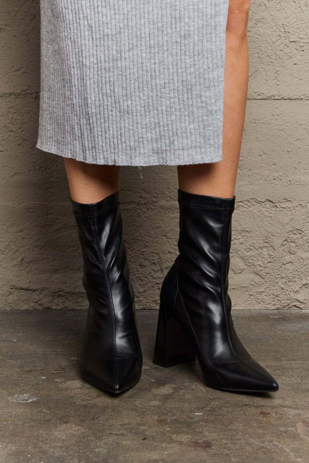 Weeboo Stacy Block Heel Sock Boots - Clothes For Her Online Store