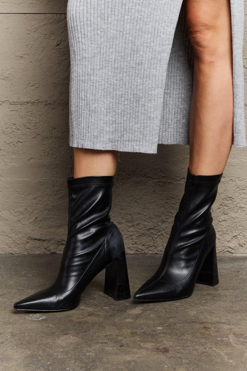 Weeboo Stacy Block Heel Sock Boots - Clothes For Her Online Store