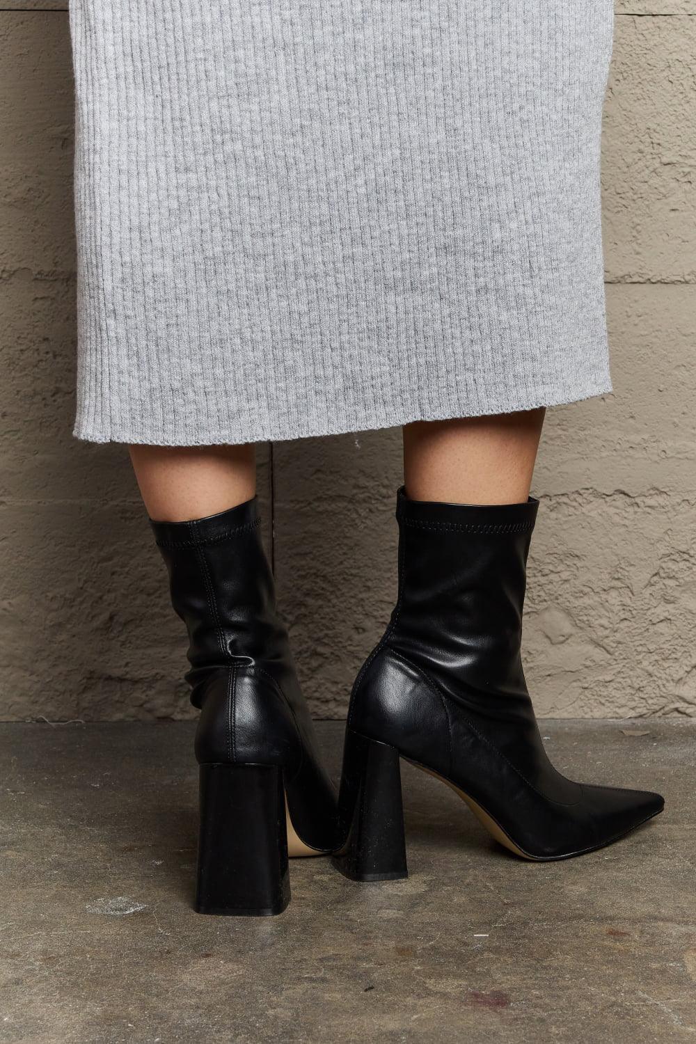 Weeboo Stacy Block Heel Sock Boots - Clothes For Her Online Store