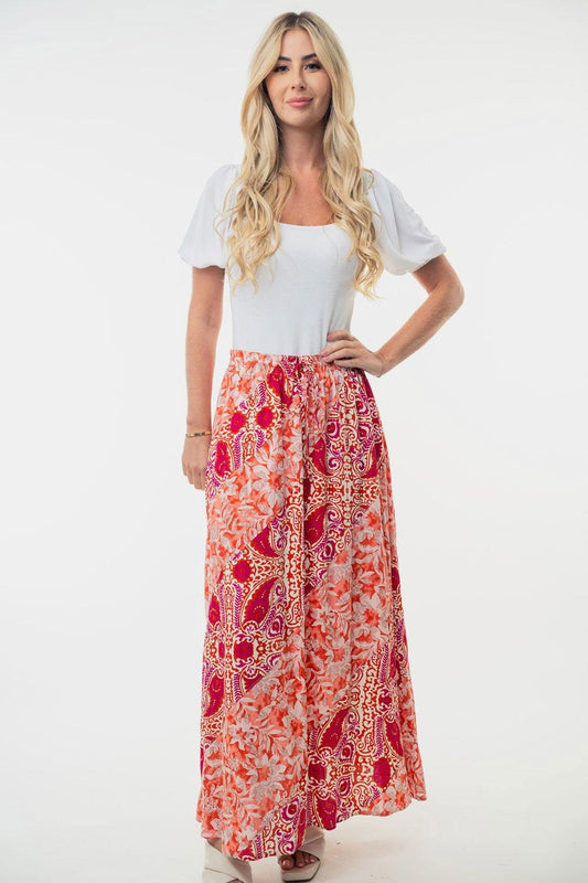 White Birch Full Size High Waisted Floral Woven Skirt - Clothes For Her Online Store