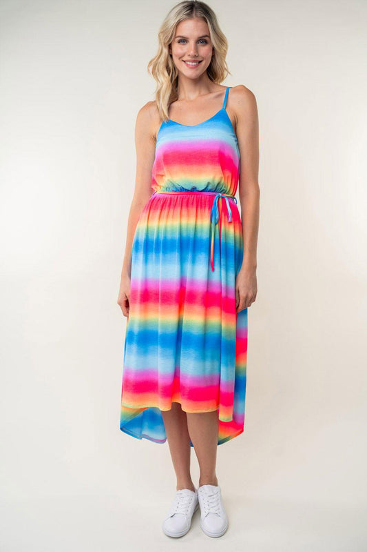 White Birch Full Size Ombre Striped Midi Cami Dress - Clothes For Her Online Store