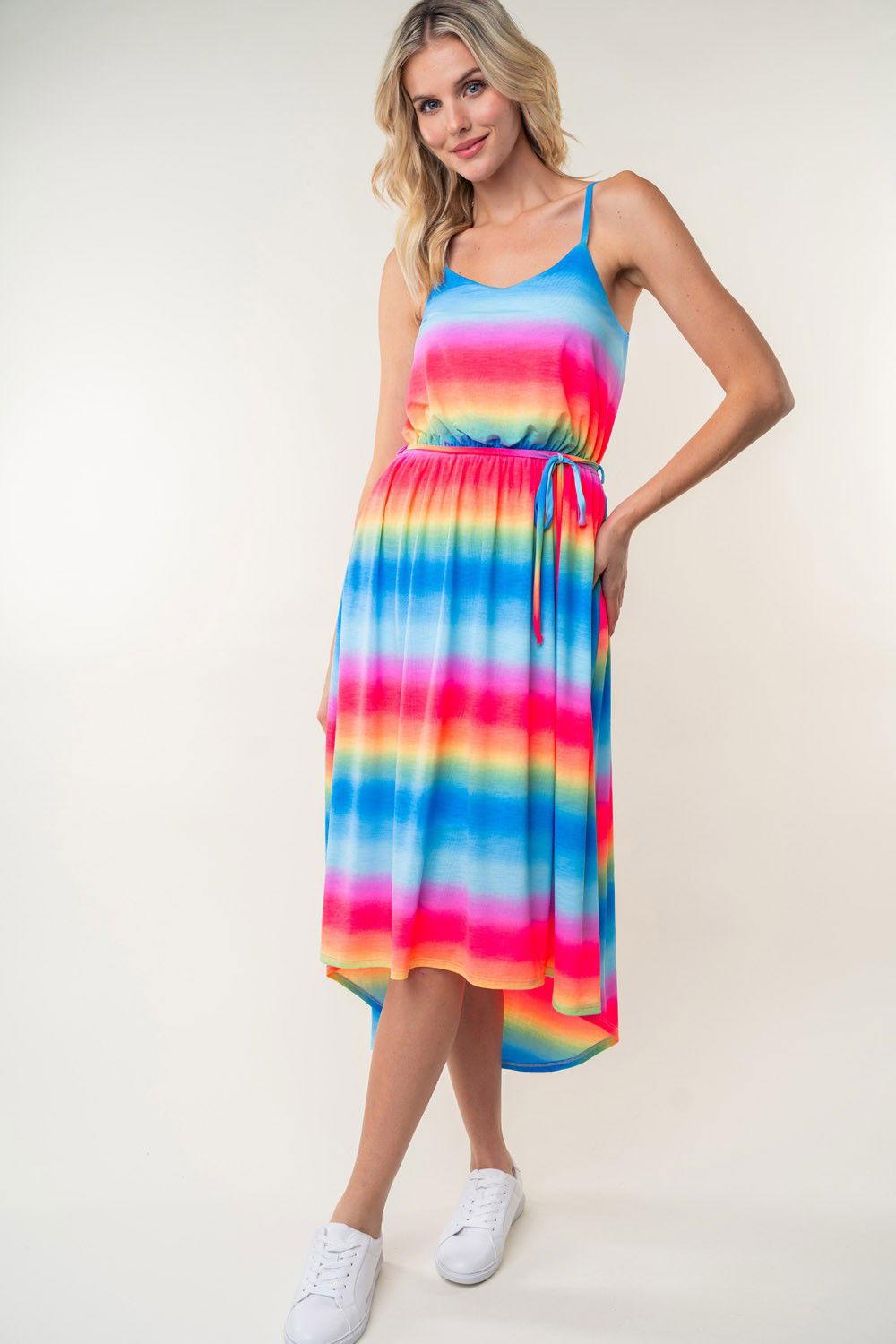White Birch Full Size Ombre Striped Midi Cami Dress - Clothes For Her Online Store