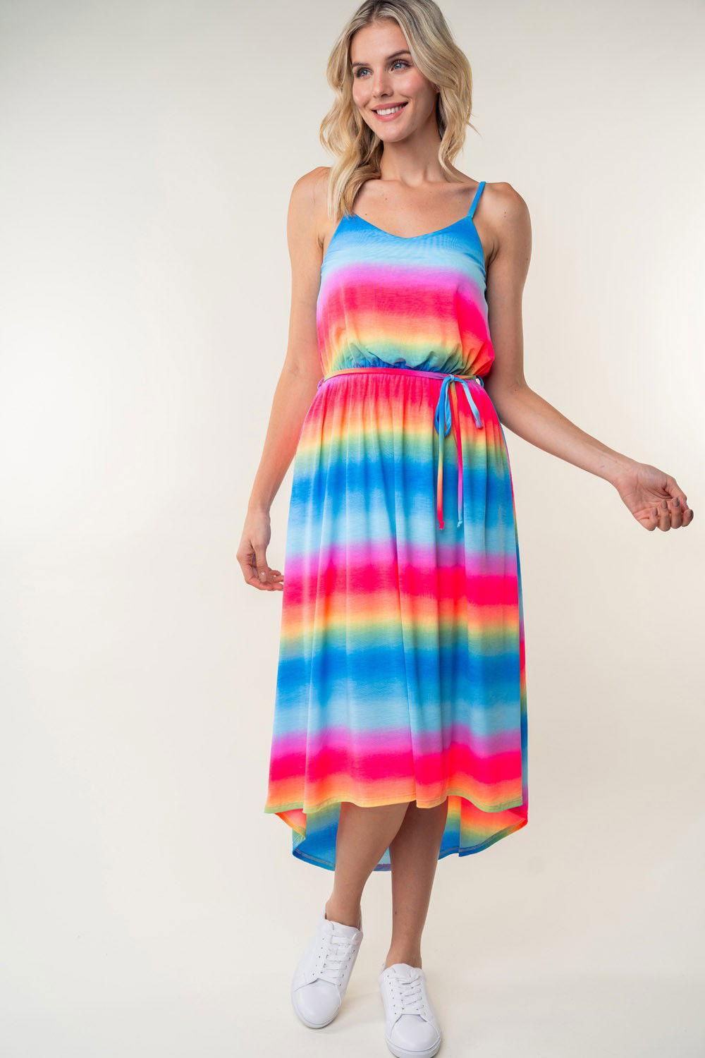 White Birch Full Size Ombre Striped Midi Cami Dress - Clothes For Her Online Store