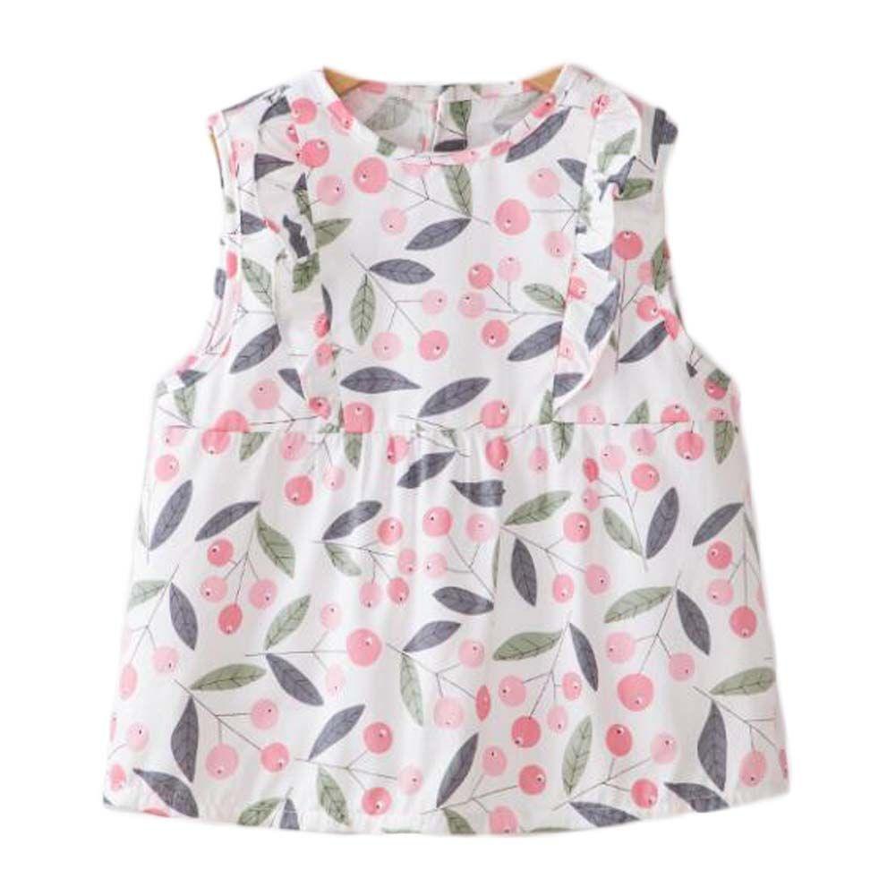 White Pink Cherry Baby's Inner Waterproof Apron Eating Smock Girl's Princess Smock Sleeveless Bib - Clothes For Her Online Store