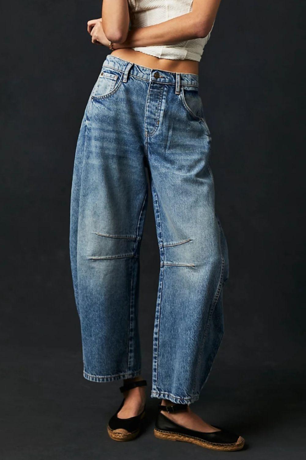 Wide Leg Jeans with Pockets - Clothes For Her Online Store