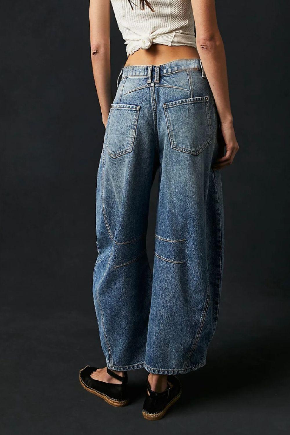 Wide Leg Jeans with Pockets - Clothes For Her Online Store