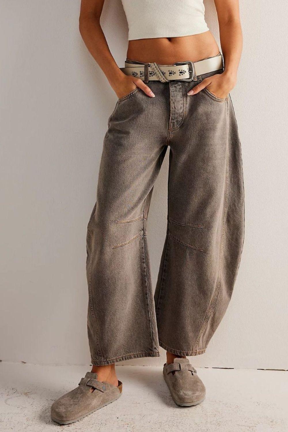 Wide Leg Jeans with Pockets - Clothes For Her Online Store