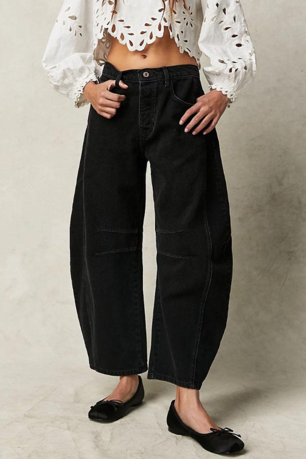 Wide Leg Jeans with Pockets - Clothes For Her Online Store