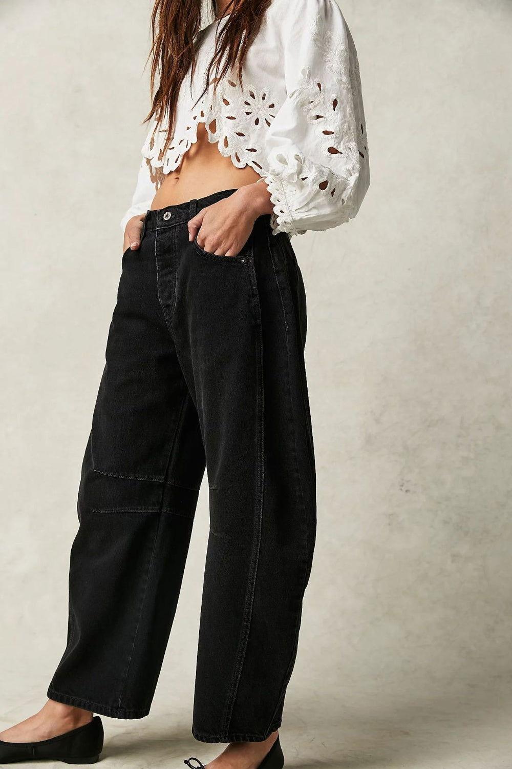 Wide Leg Jeans with Pockets - Clothes For Her Online Store