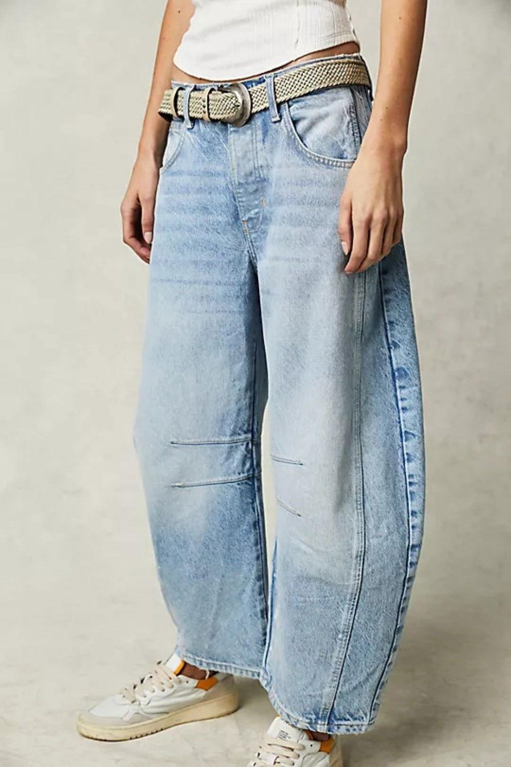 Wide Leg Jeans with Pockets - Clothes For Her Online Store