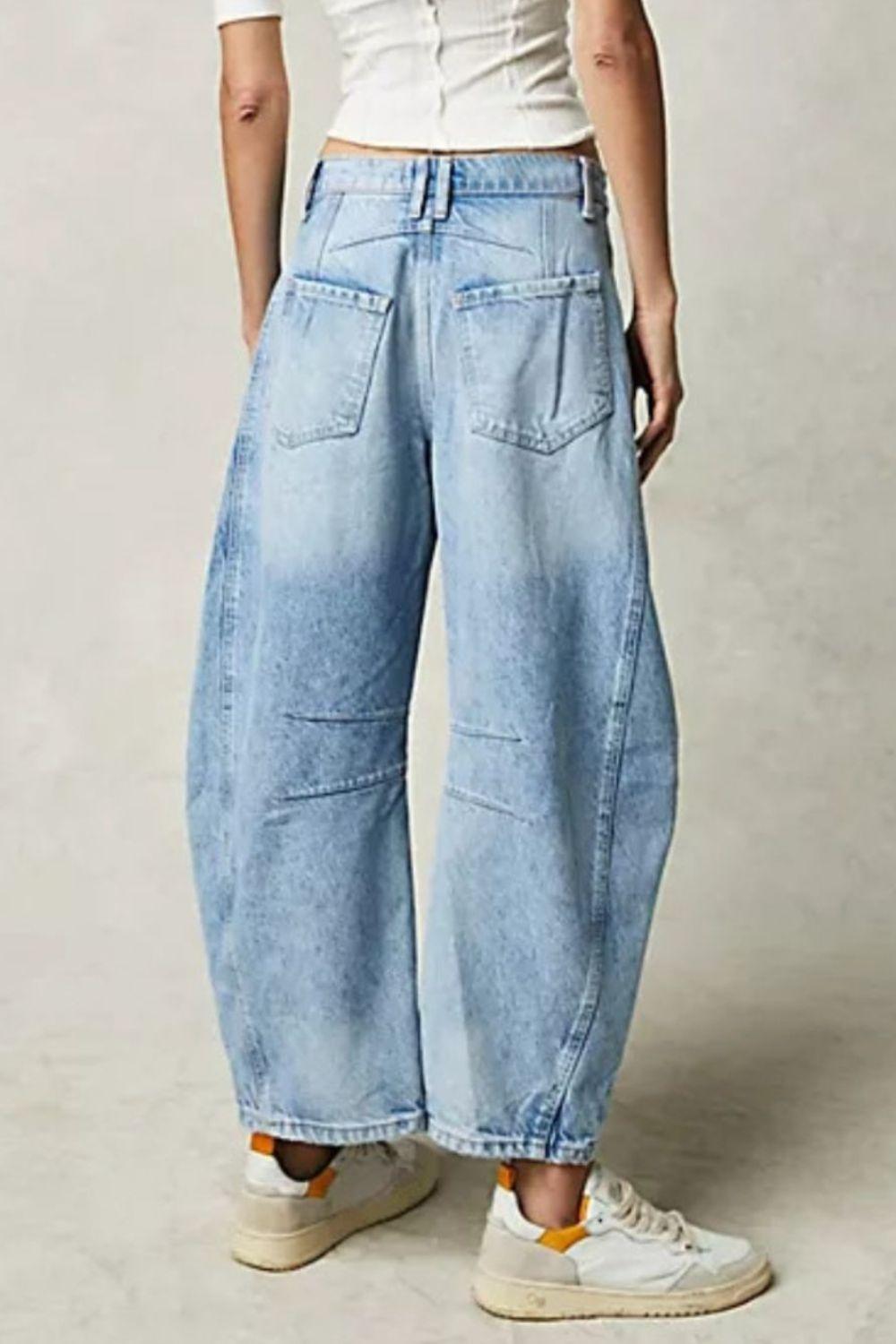Wide Leg Jeans with Pockets - Clothes For Her Online Store