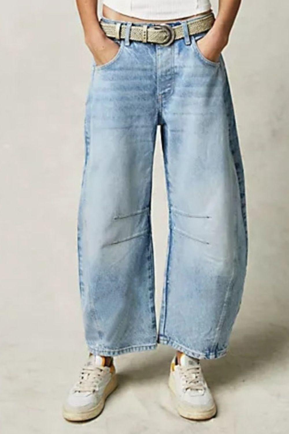 Wide Leg Jeans with Pockets - Clothes For Her Online Store