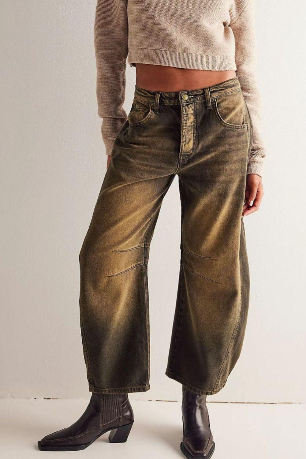 Wide Leg Jeans with Pockets - Clothes For Her Online Store