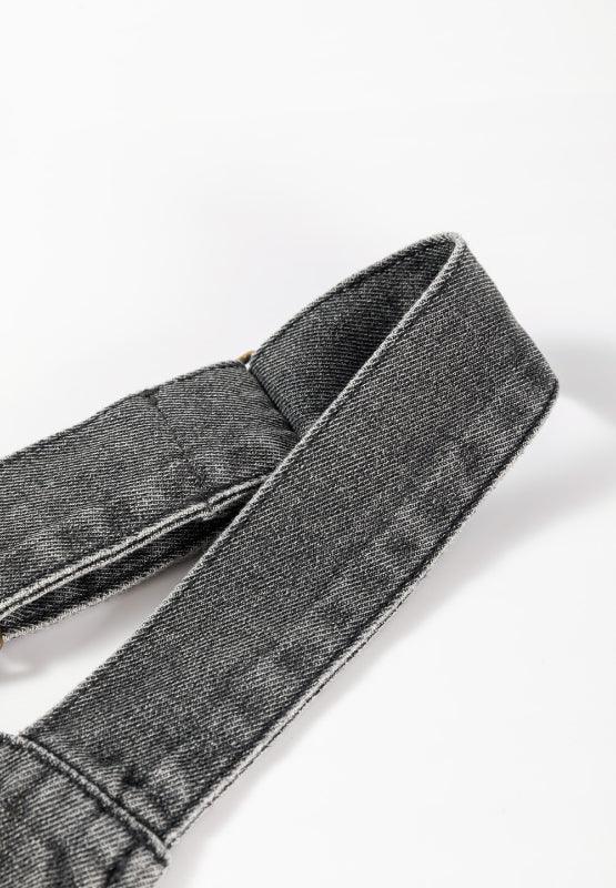 Wide Strap Button Down Denim Overall Dress - Clothes For Her Online Store