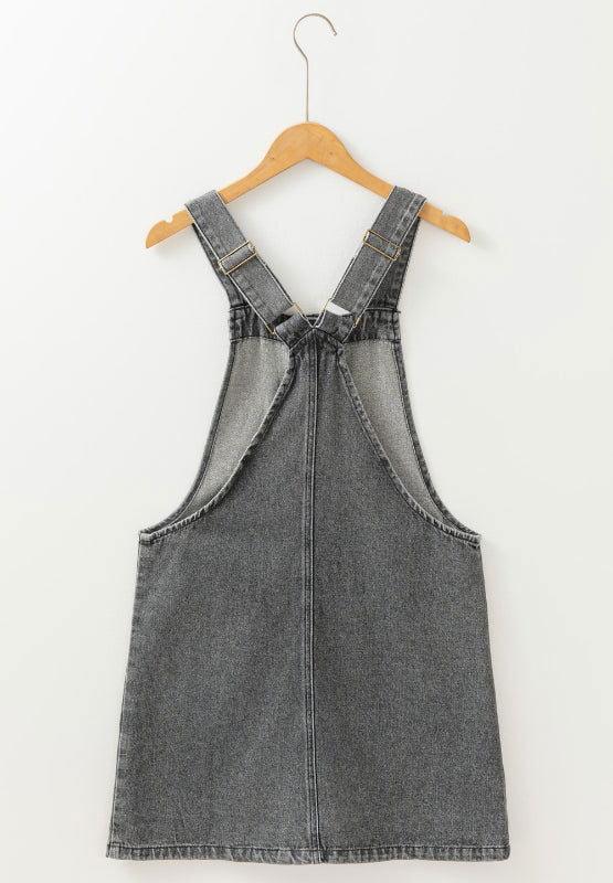 Wide Strap Button Down Denim Overall Dress - Clothes For Her Online Store