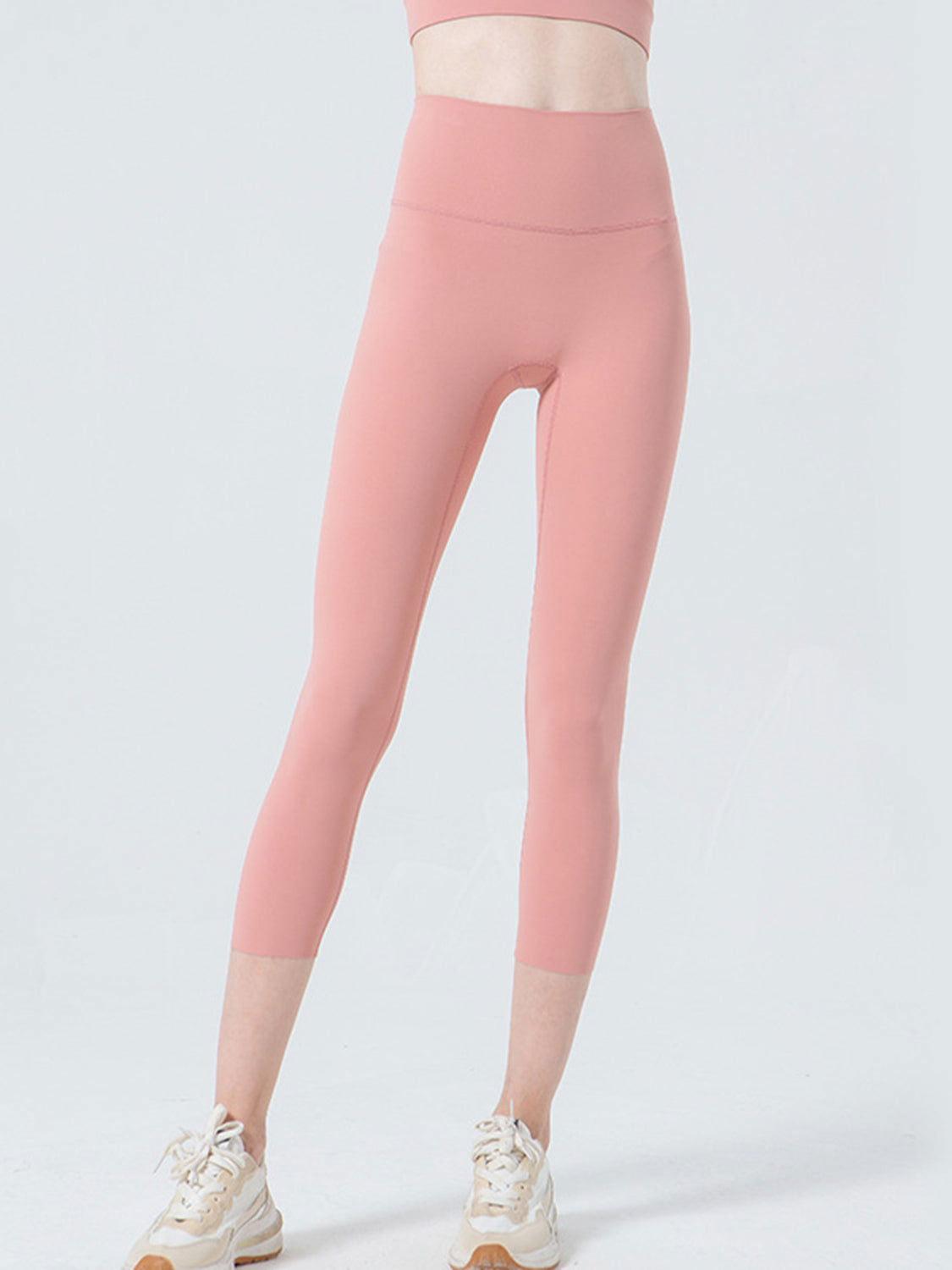 Wide Waistband Cropped Sports Leggings - Clothes For Her Online Store