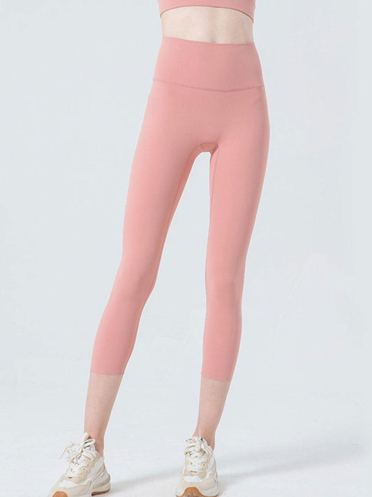 Wide Waistband Cropped Sports Leggings - Clothes For Her Online Store