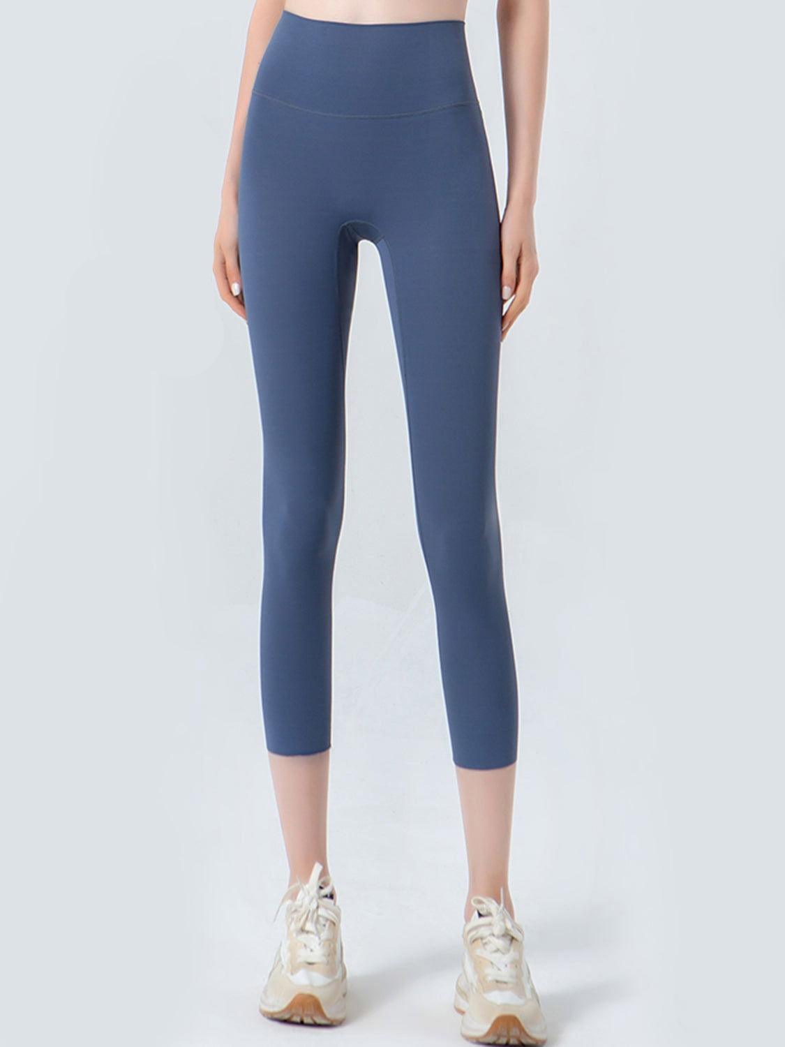 Wide Waistband Cropped Sports Leggings - Clothes For Her Online Store