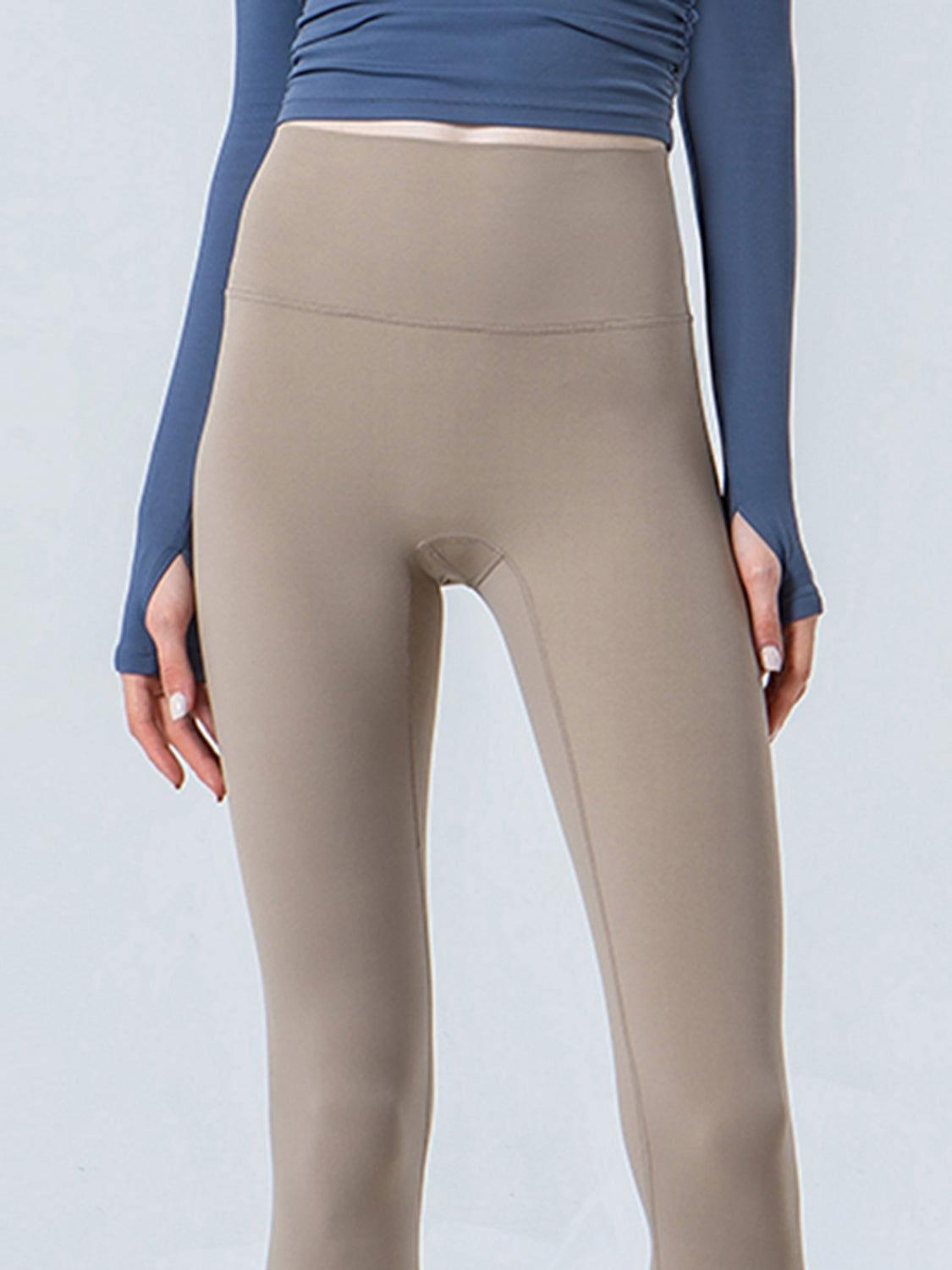 Wide Waistband Cropped Sports Leggings - Clothes For Her Online Store