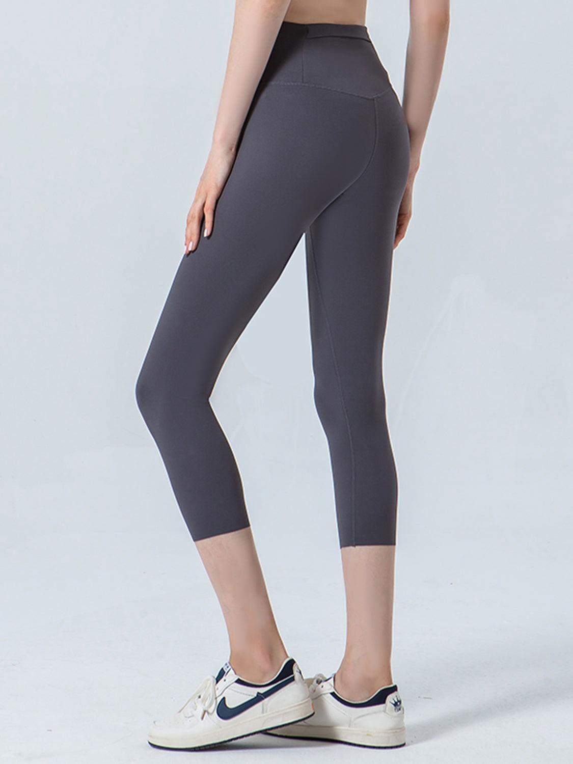 Wide Waistband Cropped Sports Leggings - Clothes For Her Online Store