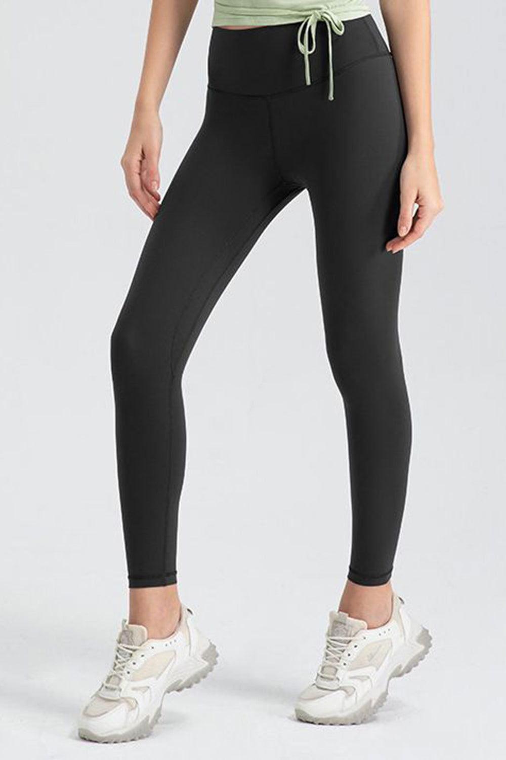 Wide Waistband Slim Fit Active Leggings - Clothes For Her Online Store