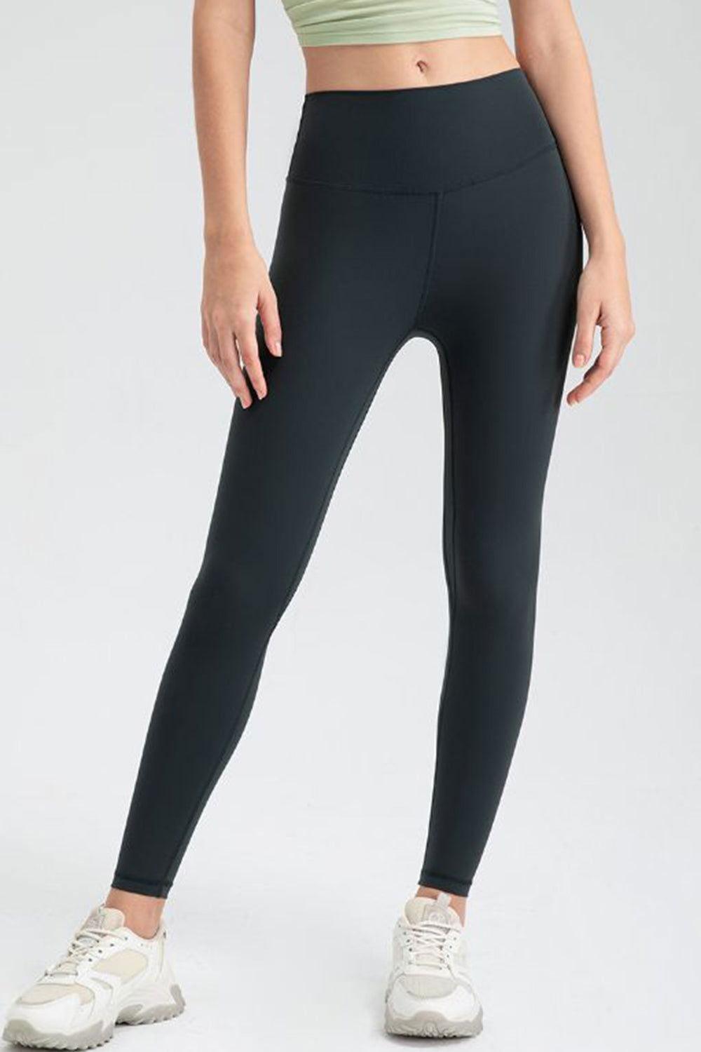 Wide Waistband Slim Fit Active Leggings - Clothes For Her Online Store