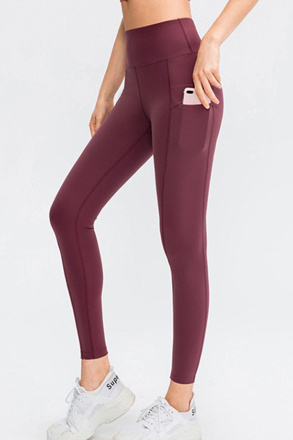 Wide Waistband Slim Fit Long Sports Pants with Pocket - Clothes For Her Online Store