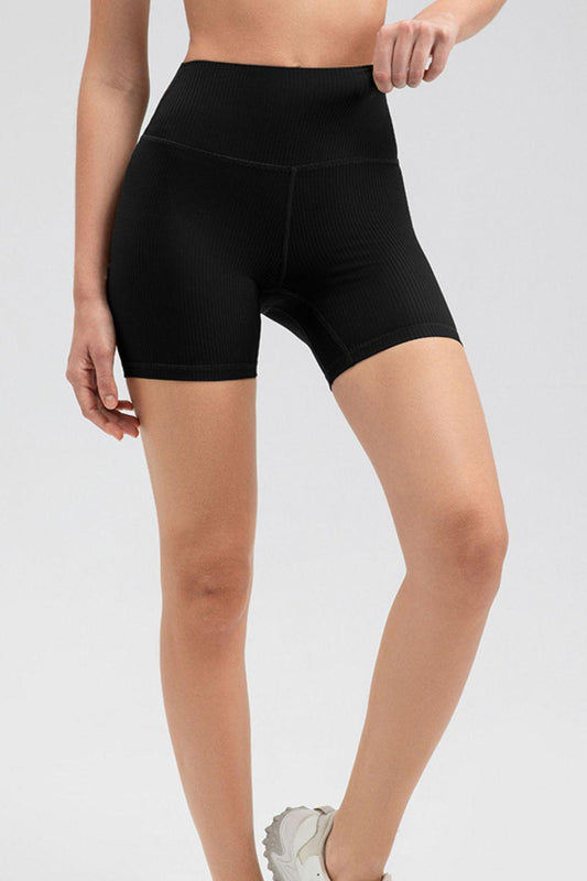 Wide Waistband Slim Fit Sports Shorts - Clothes For Her Online Store
